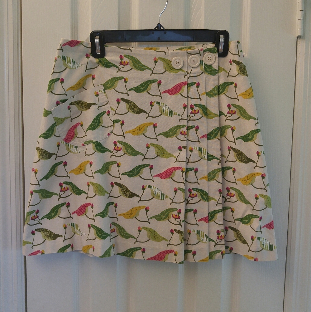 Pleated, Water Lilly Print, Wrap Tennis Skirt